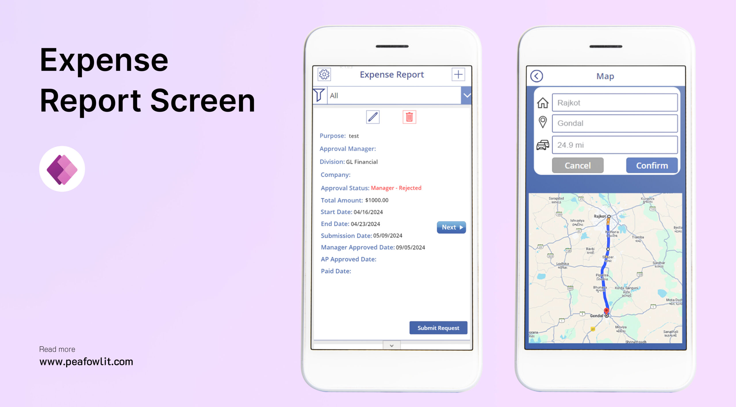 The Expense Report App Screen