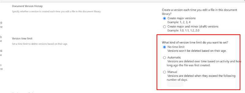  Enable Automatic Version Cleanup in Document Libraries